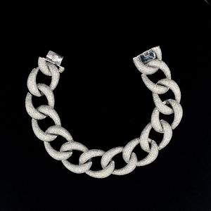 Nouveau Bracelet Homme en Argent S925 Plaqué Or Blanc, Maillons Cubains, Breloque Diamant VVS, Chaîne Fine, Bijou de Soirée Élégant, Prix Usine - Product Image 1