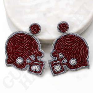 Boucles d'oreilles perlées faites à la main pour casque de football, style quotidien des fans de sport, bijoux pour le jour du match, esprit d'équipe, mode - Product Image 3