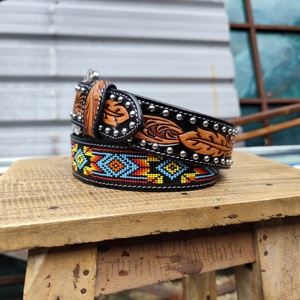 Cinturón de Rodeo de Cuero de Grano Completo Hecho a Mano, Acentos de Cuentas, Aleación Extraíble, Estilo Vintage Personalizado, Ropa Occidental para Hombres y Mujeres - Product Image 2