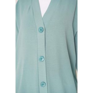 Cardigan largo informal Aerobin con botones, estampado sólido de invierno, diseño frontal de longitud corta - Product Image 2