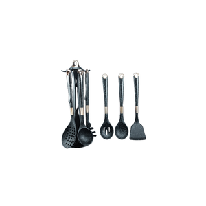 Juego de utensilios de cocina de silicona importados de 7 piezas, con mango negro punteado, cuchara resistente al calor, juego de herramientas de cocina de goma - Product Image 2