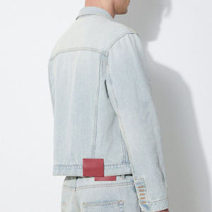 Pakistan Suppliers Men's Winter Long <b>Denim</b> <b>Jacket</b> Custom Stand Collar Vintage Style Horn Button Closure OEM Cotton Fabric Custom - Product Image 3