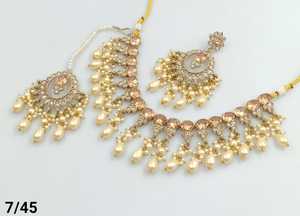 DERNIÈRE ANTIQUE MOTIPEARL & DROP COLLIER FANTAISIE À LA MODE PLAQUÉ OR AVEC ENSEMBLE DE BOUCLES D'OREILLES MANGTIKKA ET ENSEMBLE DE BIJOUX FEMMES - Product Image 5