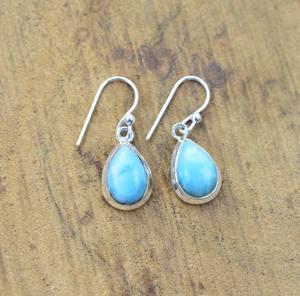 Tendance 925 en argent Sterling larimar pierres précieuses boucles d'oreilles bijoux à la main en argent Boho Style boucles d'oreilles bijoux pour femmes cadeau filles - Product Image 5