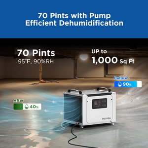 Déshumidificateur Commercial Électrique Moiswell Defender ME-7S Neuf, 70 Pintes/Jour, avec Pompe de Drainage et Dégivrage Automatique pour <span class=keywords><strong>Sous</strong></span>-<span class=keywords><strong>sol</strong></span> et Espace de Crawl - Product Image 2