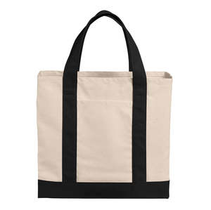 Sac fourre-tout en toile respirant avec logo personnalisé, 16 oz, 100 % coton, résistant, grand sac à bandoulière pour le shopping, poche avec fermeture éclair - Product Image 4