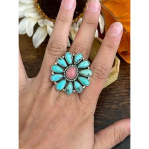 Southwest Handmade <b>Opal</b> <b>Ring</b> Sterling Silver Bezel Set Adjustable Fine Jewelry - Product Image 2