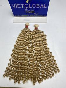 Venta al por mayor 100% cabello humano virgen vietnamita cutícula cruda alineada rubio rizado profundo para 8 "-32" longitud 3 años de pelo de por vida - Product Image 4