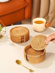 Top Sale Latest Handmade Rattan <b>Placemats</b> & Coaster <b>for</b> Round Table Decorations <b>Christmas</b> OEM Rustic Coaster From Vietnam - Product Image 2