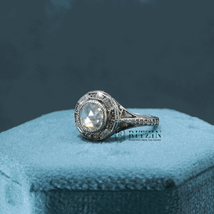 Rose Round Cut Diamond Art Deco Style Anillo de compromiso para mujer - Product Image 4