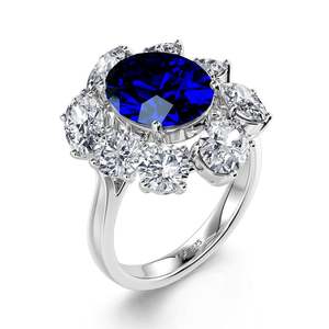 Bague Jeulia en argent sterling plaqué rhodium avec pierre précieuse ovale taille halo pour anniversaire - Product Image 3