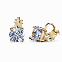 Boucles d'oreilles clipsables en laiton et zircon cubique, 1 paire, non percées, bijoux de mode pour femmes, vente en gros, cadeau de Chine