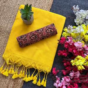 Magnifique couleur Khadi coton Saree célébrité inspiré travail lourd pour la fête porter un look uni et chic pour la vente en ligne d'été - Product Image 1