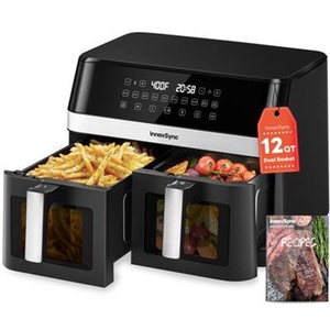 Quality 12QT Dual <b>Air</b> <b>Fryer</b> - 10-in-1, <b>2</b> <b>Baskets</b>, Touchscreen, Nonstick, Black - Product Image 5
