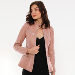 Nouvelle arrivée Veste en cuir coupe-vent pour femmes Conception de logo personnalisée Respirante Durable Prix bas OEM Vente en gros Coton - Product Image 1