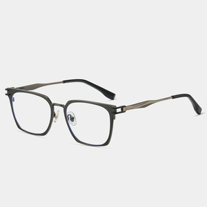 Armazones de Anteojos Modernos y de Lujo para Hombre, Anti Luz Azul, Negros y Grises, Cuadrados, de Acero Inoxidable con Bisagras Flexibles - Product Image 3