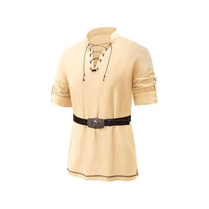 Chemise en lin avec lacets classiques sur le devant Idéal pour les reconstitutions et une tenue décontractée Confortable - Product Image 5