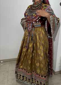 Vestido DE BODA hecho a mano afgano gitano fusión Tribal vestido de borla Kuchi bordado plisado Vintage traje de danza del vientre vestido Natural - Product Image 2