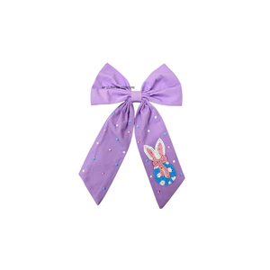 Alligator Bows Handcrafted Cotton Fabric <b>Beaded</b> Sequined Hair Accessory Customizable for Kids & Girls Easter Festive Look - Product Image 5