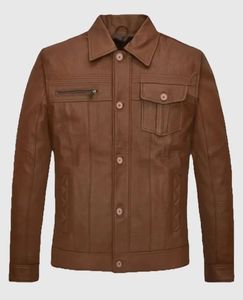 Vestes en cuir de vachette de haute qualité, formelles, avec col montant et logo sur le devant, imperméables et écologiques - Product Image 6