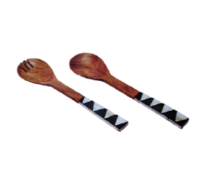 Comprar directamente de fábrica Cubiertos de madera Servidor de ensalada Cuchara Set Venta al por mayor Artesanías indias Juegos de cubiertos Fabricante indio - Product Image 2