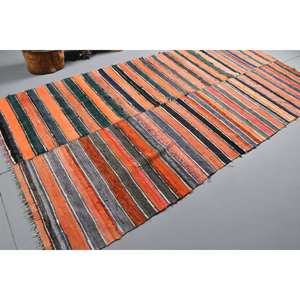 พรม4.9x10.2ft วิสคอสขนสัตว์แนวชนบทสีเขียวส้มแบบแฮนด์เมดแนววินเทจผ้าเย็บปะติดปะต่อกันดีไซน์ตุรกีสำหรับห้องนั่งเล่นห้องโถงสี่เหลี่ยมผืนผ้า - Product Image 2