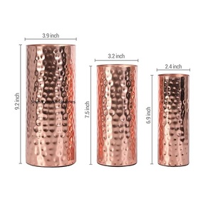 Jarrón de Flores Metálico Martillado Más Vendido en Acabado Cobre, Forma Cilíndrica para Decoración del Hogar y Mesas de Boda - Product Image 4