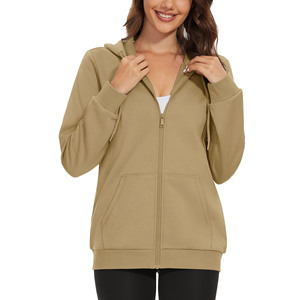 Wholesale Customized Women's Oversized Zip Hoodies Cotton Fleece Stretchable Bottom Solid Color Casual Winter Street Front - Product Image 1