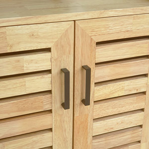 KTB68141 Zapatero Moderno de Dos Puertas 60x35x112cm, Madera de Caucho, Patas de Hierro, Fácil Montaje, Estante Extensible para Zapatos, Mueble para el Hogar - Product Image 6