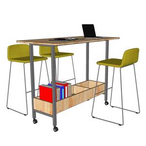 STD68041 Home Office Computer <b>Desk</b> with Iron Legs 140x70x105cm Mobile Standing <b>Desk</b> Bookshelf <b>Folding</b> Adjustable Height Features - Product Image 2