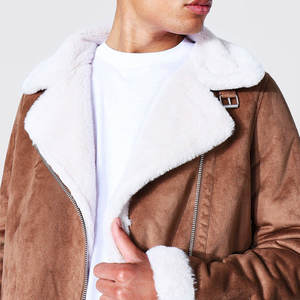 Veste en cuir synthétique en peau de mouton fausse fourrure, design personnalisé, fabrication en usine, veste formelle pour homme, coupe-vent, respirante - Product Image 6