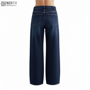 Oem personalizado transpirable de cintura alta, pantalones vaqueros rectos personalizables para las mujeres transpirable de talla grande pantalones de mezclilla de las mujeres - Product Image 2