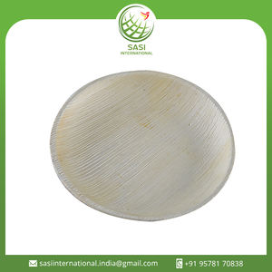 Assiettes de feuille de palmier jetables biodégradables de forme ronde les plus vendues disponibles en différentes tailles pour le service de nourriture de mariage - Product Image 2