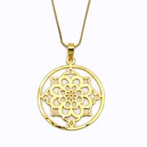 Exclusive Design Pendant Boho Floral Necklace Women Brass Jewelry 18k Plated Tribal Mandala Celestial Charm Wholesale/OEM/ODM - Product Image 1