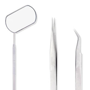 Eyelash Extension <b>Mirror</b> <b>Hand</b> <b>Held</b> Stainless Steel Tweezers And Accessories Custom Packing Silver Color - Product Image 6