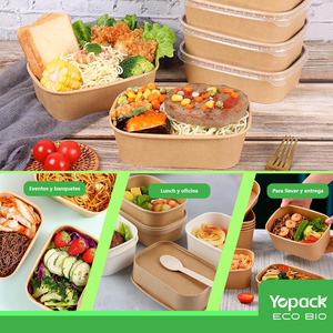Contenedor rettangolare Kraft de 500 ml, ecologico y practico para alimentare, paquete de 300 unidades, Envios desde Mexico - Product Image 5