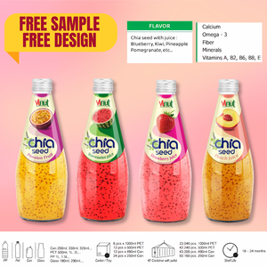 Boisson au jus de fraise aux graines de chia 290 ml 9,8 fl oz, carton de 24 bouteilles en verre, OEM ODM, marque privée, échantillon gratuit - Product Image 3