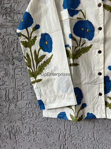 Traje de noche de algodón con estampado de flores azules de lujo para mujer Pijamas de manga larga Ropa de descanso de lujo suave Conjuntos PJ de talla grande Sexy Floral - Product Image 4