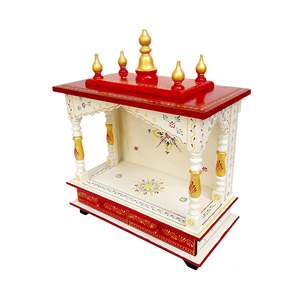 Produit de décoration pour la maison en bois de temple en bois rouge blanc fabriqué à la main - Product Image 5