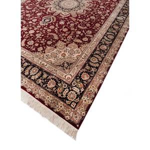 Tapis en laine et soie noué à la main de style persan Aalam Pae-6027, motif médaillon rouge-orange, pour salon, couloir ou chambre d'adolescent - Product Image 2