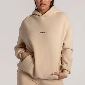Sudadera Unisex de fábrica OEM Heavy French Terry Hoddies sudadera femenina 400gsm algodón personalizado mujer sin cuerdas Sudadera con capucha - Product Image 1