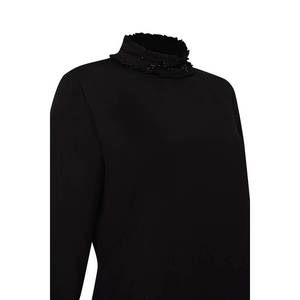 เสื้อคลุมปักลายสีดำแบบเรียบง่ายคอสูง - Product Image 2
