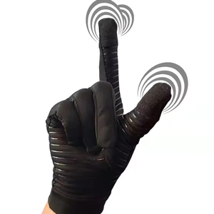 Guantes para correr de invierno con logotipo personalizado, guantes de lana de poliéster cálidos con estampado de silicona, forro polar resistente al agua para guantes de exterior - Product Image 2