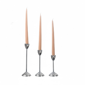 Set Of 3 <b>Silver</b> Metal Taper Candle Holders Modern Elegant <b>Candlestick</b> Holders For Home Decor And Wedding Dining Table Use - Product Image 1