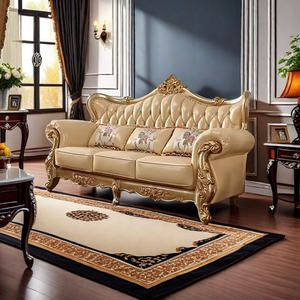 Juego de sofá europeo clásico para sala de estar, teca de Natural Color, caoba, Suar, madera maciza, madera duradera para Hotel o Villa 091023 - Product Image 2