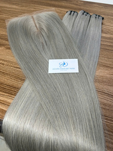 Extensions de cheveux humains vierges Remy Azura Hair Vietnam Closure Super Double Drawn Machine Double Weft, toutes couleurs, teintables, gris - Product Image 1