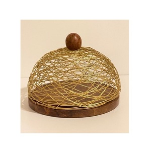 Ensemble de 2 serveurs de gâteaux à dessert en bois avec couvercle en fil de fer Meilleure qualité Différentes tailles par Home Arts Metal Material - Product Image 2