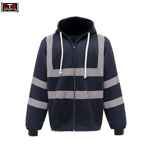 High Quality Custom Hi Vis Security Workwear <b>Hoodie</b> for <b>Men</b> Reflective Construction Zip-up Waterproof Plus Size Workwear - Product Image 5