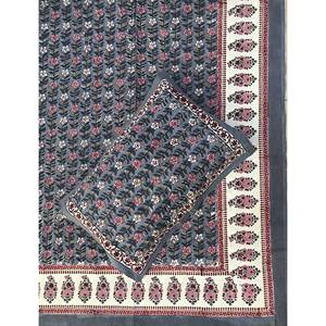 King Size 100% Cotton Hand Block Printed Double Bedsheet Pillow Covers Eco-Friendly Floral <b>Comforter</b> <b>Set</b> for Home 3pcs <b>Set</b> - Product Image 1