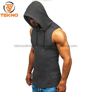 <b>Sleeveless</b> <b>Hoodie</b> Vest Shirts Gym Hooded Tank Top Men Fitness Vest Bodybuilding Singlets Workout for men OEM Serviced - Product Image 5